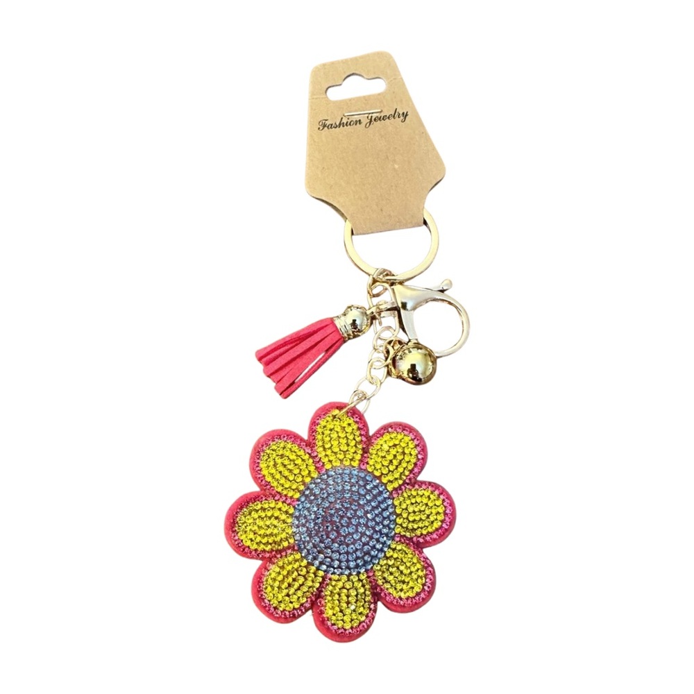 Fashion Jewelry Pink‎ and Yellow Flower Keychain
